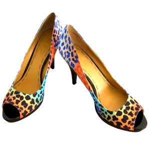 Nine West Peep Toe Cheetah Print Heels